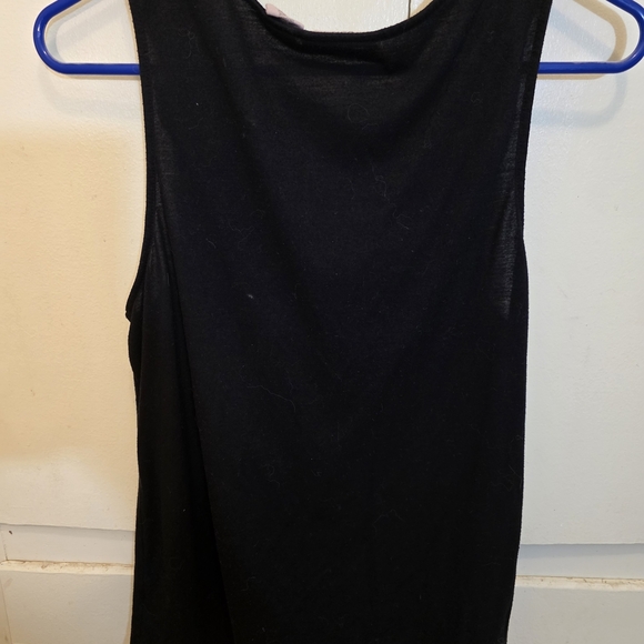 Allison Brittney Black Asymmetrical Embellished Tank Top-Size Large - Picture 2 of 2